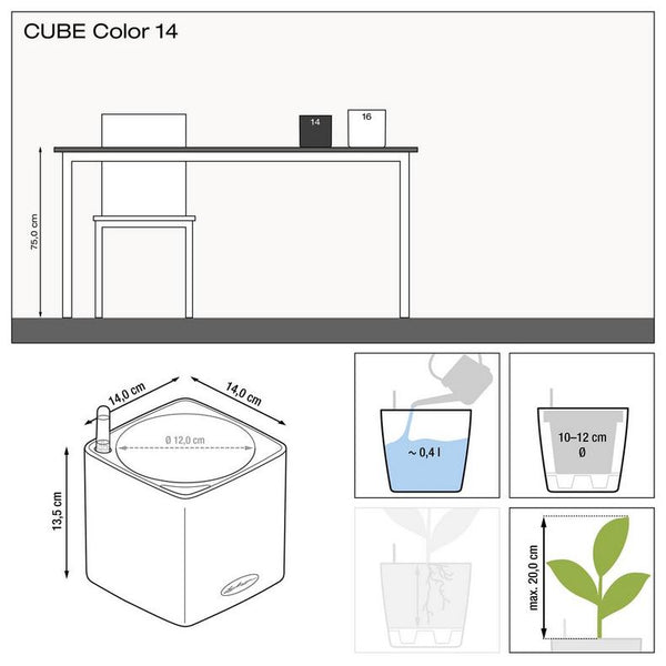 Lechuza Self-Watering Pot - PURO CUBE Color 14