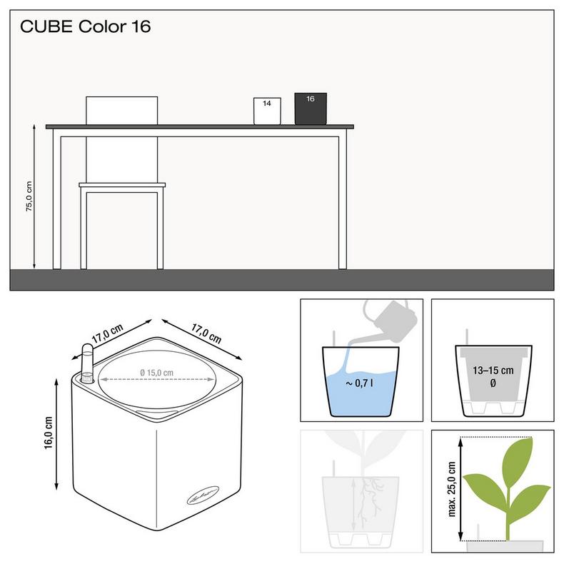 Lechuza Self-Watering Pot - PURO CUBE Color 16