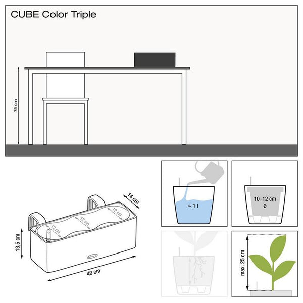 Lechuza Self-Watering Planter Box - PURO CUBE Color Triple