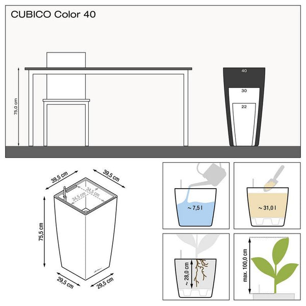 Lechuza Self-Watering Pot -  CUBICO Color 40