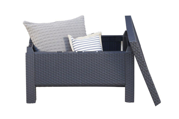 Keter Corfu 100L Resin Wicker Storage Table - Graphite