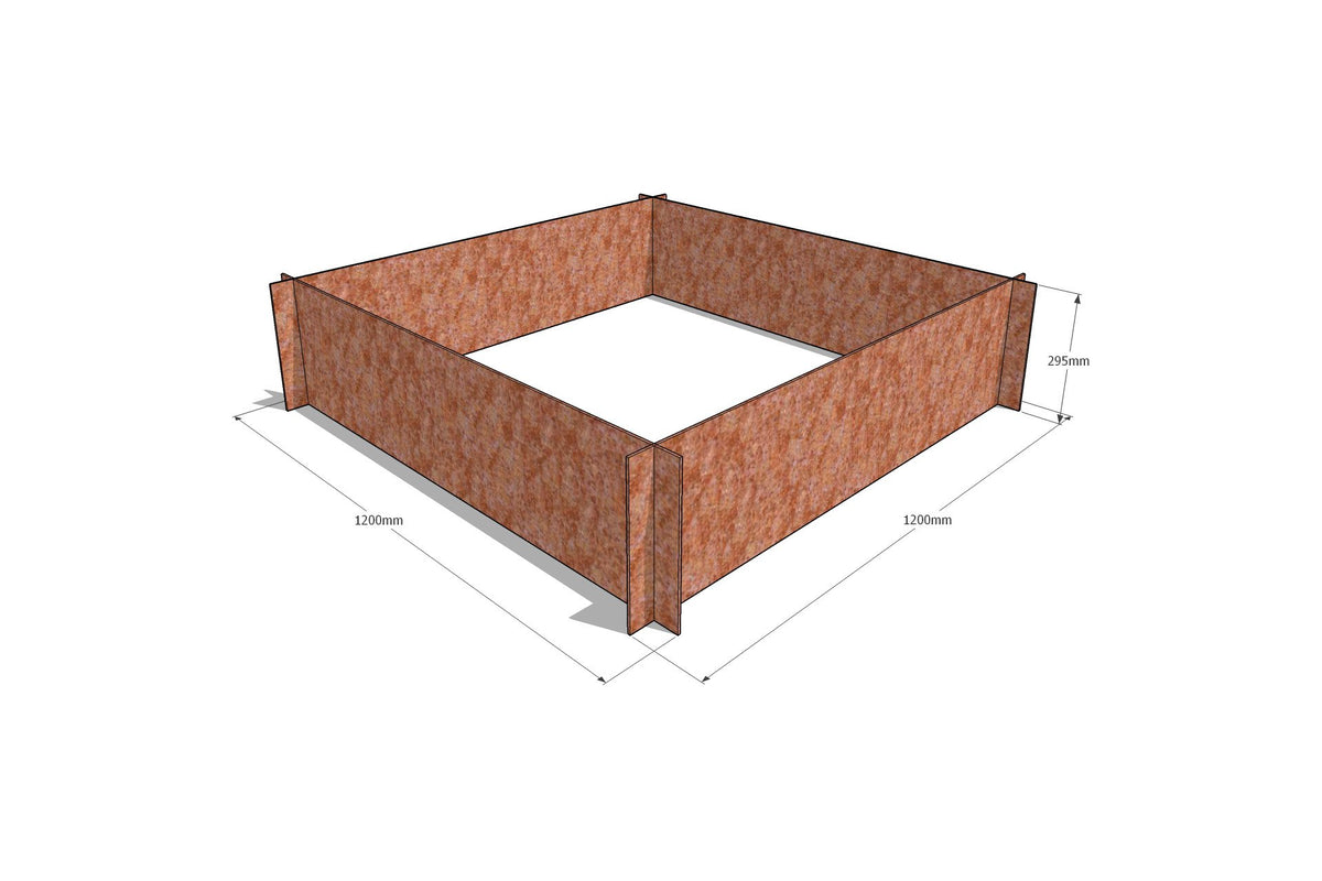 Greenlife Corten Steel Raised Garden Bed - 1200 x 1200 x 295mm