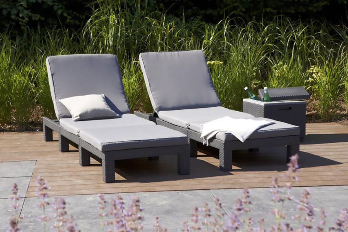 Keter Daytona Wicker Sun Lounger with Cushions - Graphite