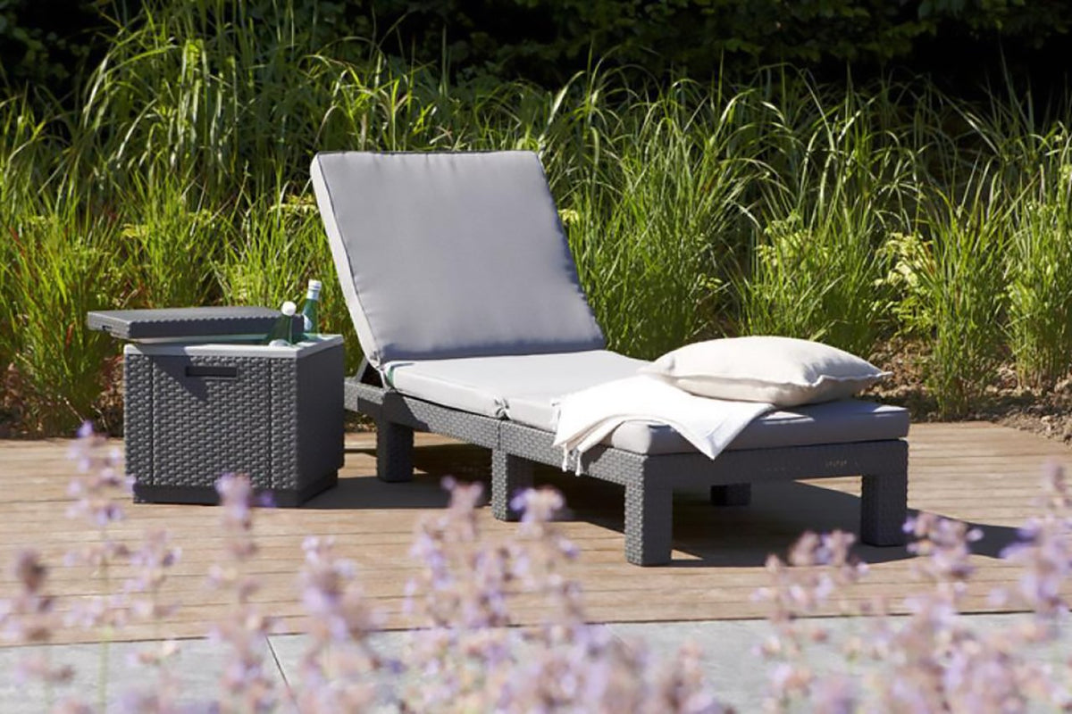 Keter Daytona Wicker Sun Lounger with Cushions - Graphite