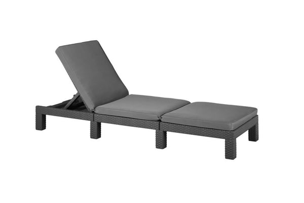 Keter Daytona Wicker Sun Lounger with Cushions - Graphite