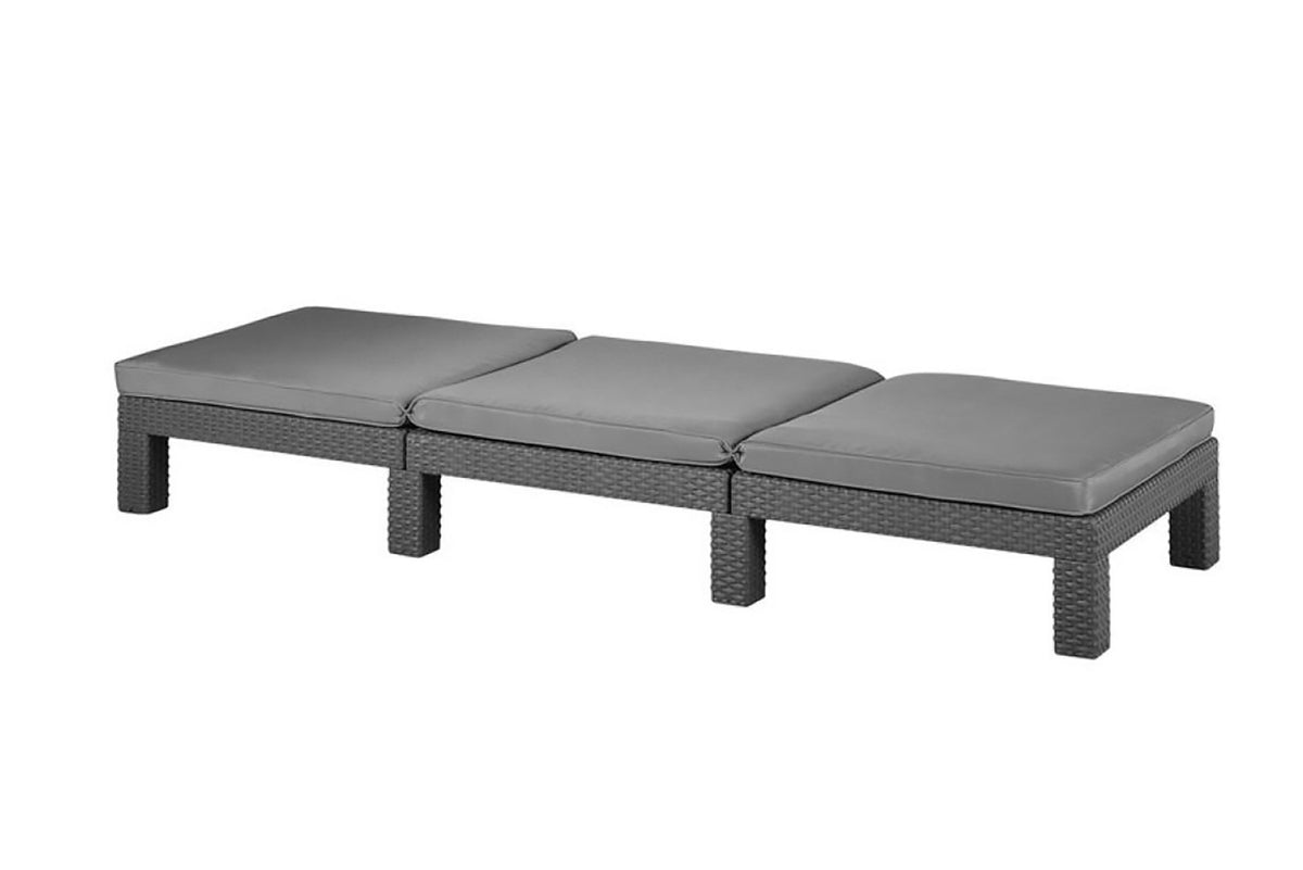 Keter Daytona Wicker Sun Lounger with Cushions - Graphite