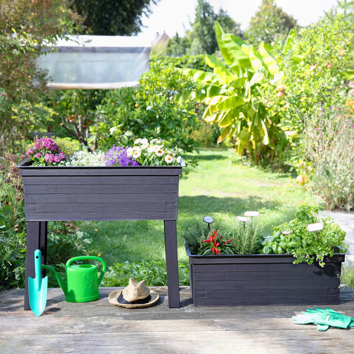 URBAN Plastic Raised Garden Planter 650H x 750W x 370D - Brown
