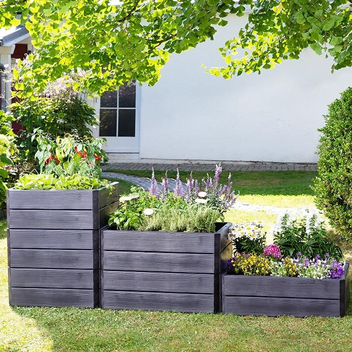 plastic plant beds ERGO Quadro Recycled Plastic Large Raised Garden Bed