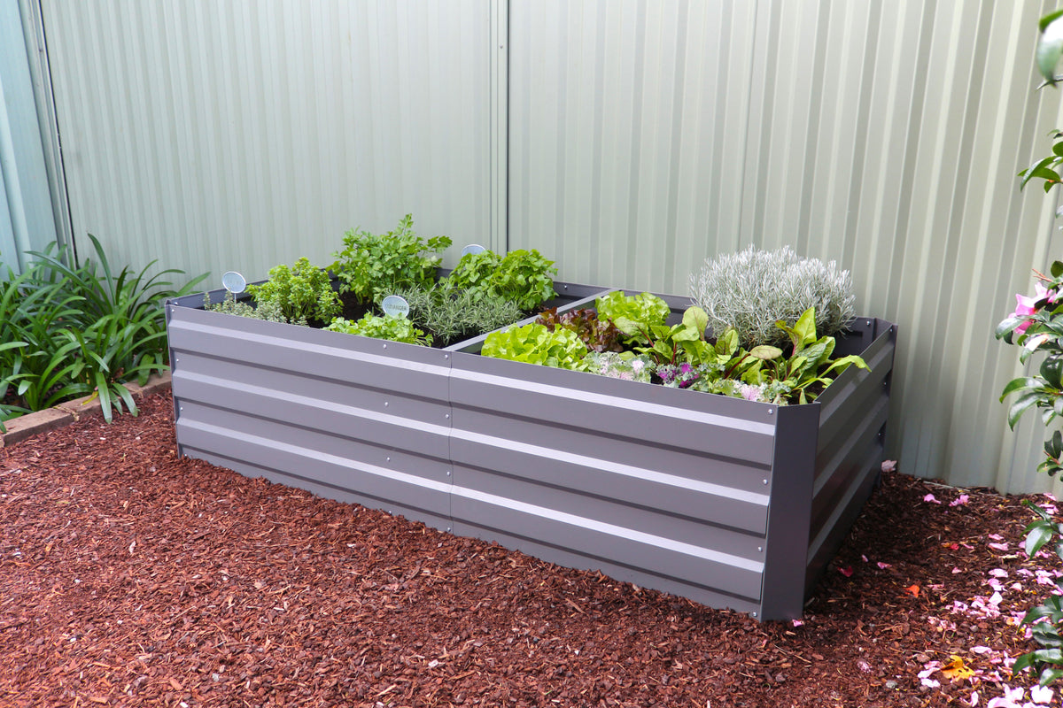 Greenlife Premium Large Raised Garden Bed with 4 Support Braces 1800 x 900 x 450mm Slate Grey