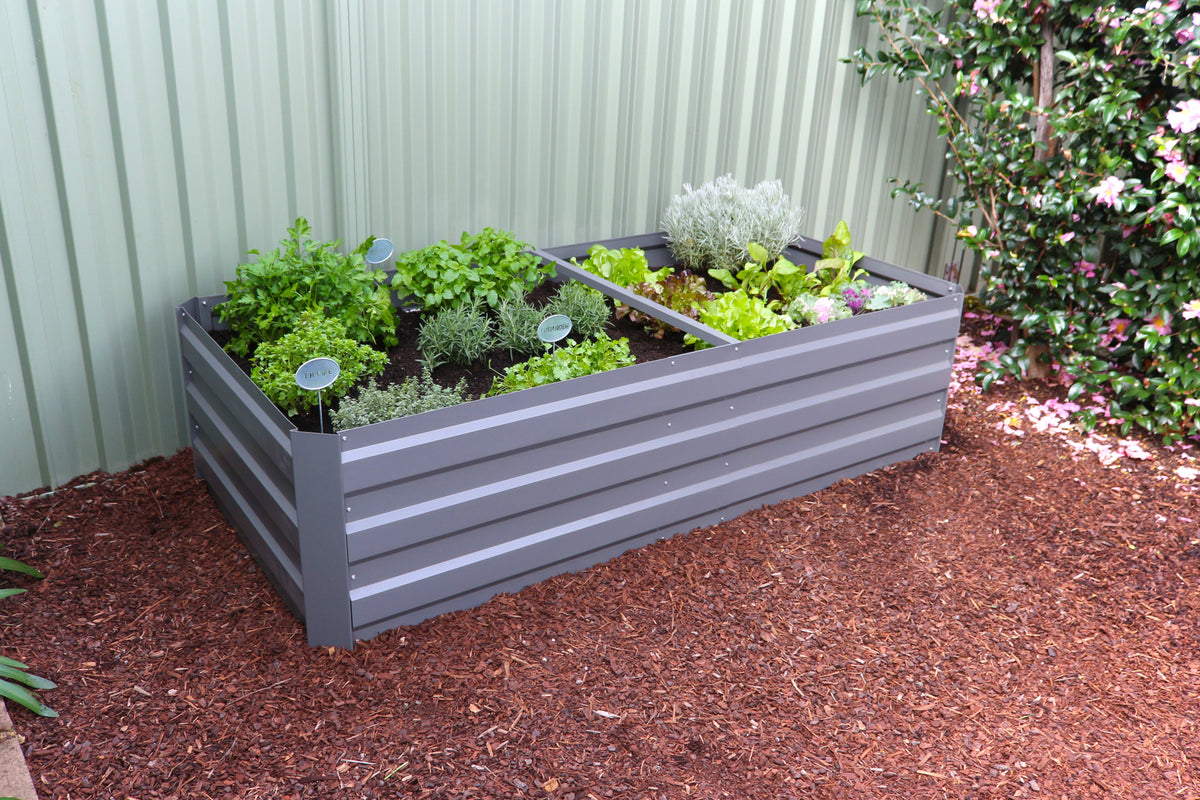 Greenlife Premium Large Raised Garden Bed with 4 Support Braces 1800 x 900 x 450mm Slate Grey