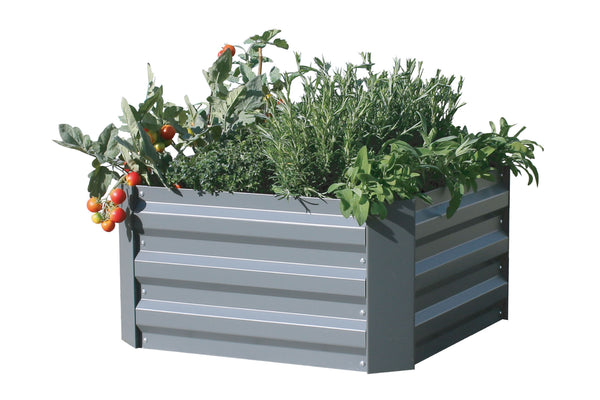 Greenlife Small Metal Raised Garden Bed 600 x 600 x 300mm Slate Grey