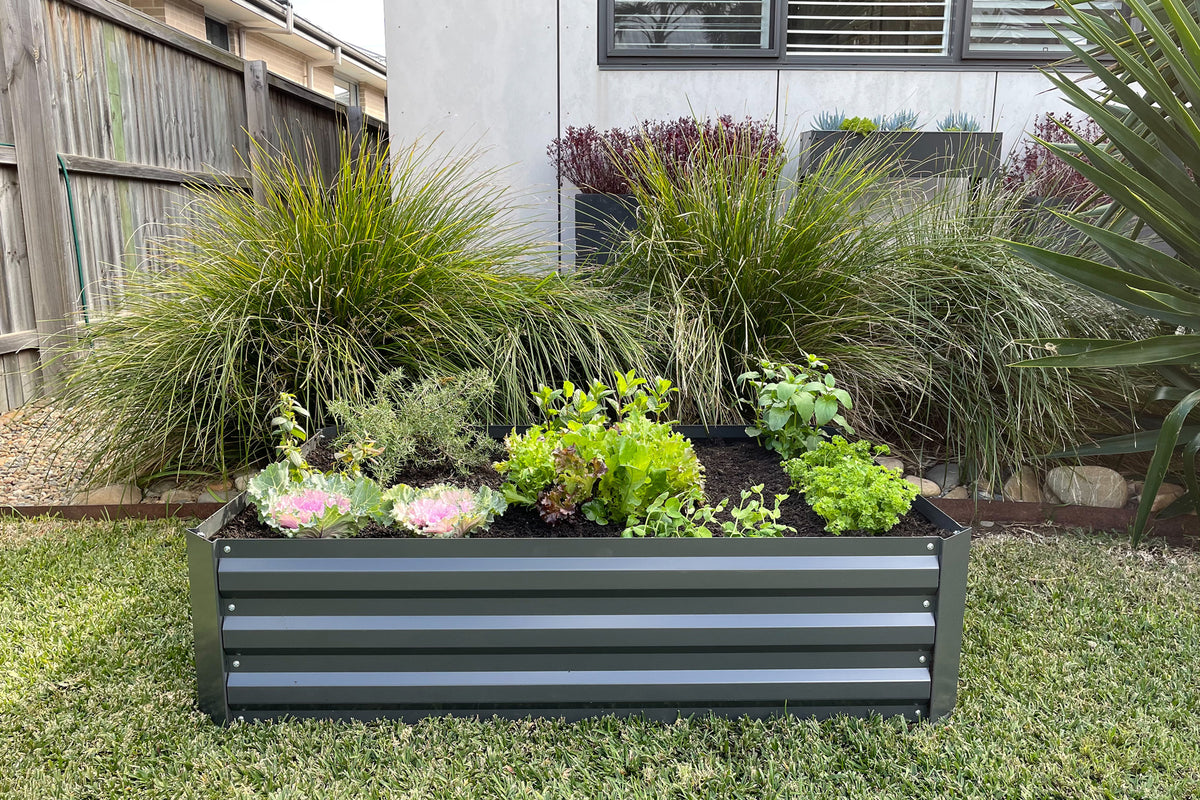 Greenlife Rectangular Raised Garden Bed 1200 x 900 x 300mm Charcoal