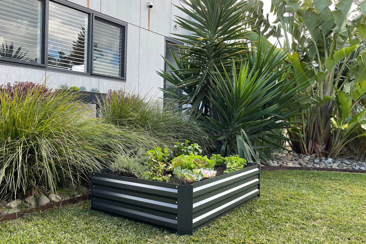 Greenlife Rectangular Raised Garden Bed 1200 x 900 x 300mm Charcoal