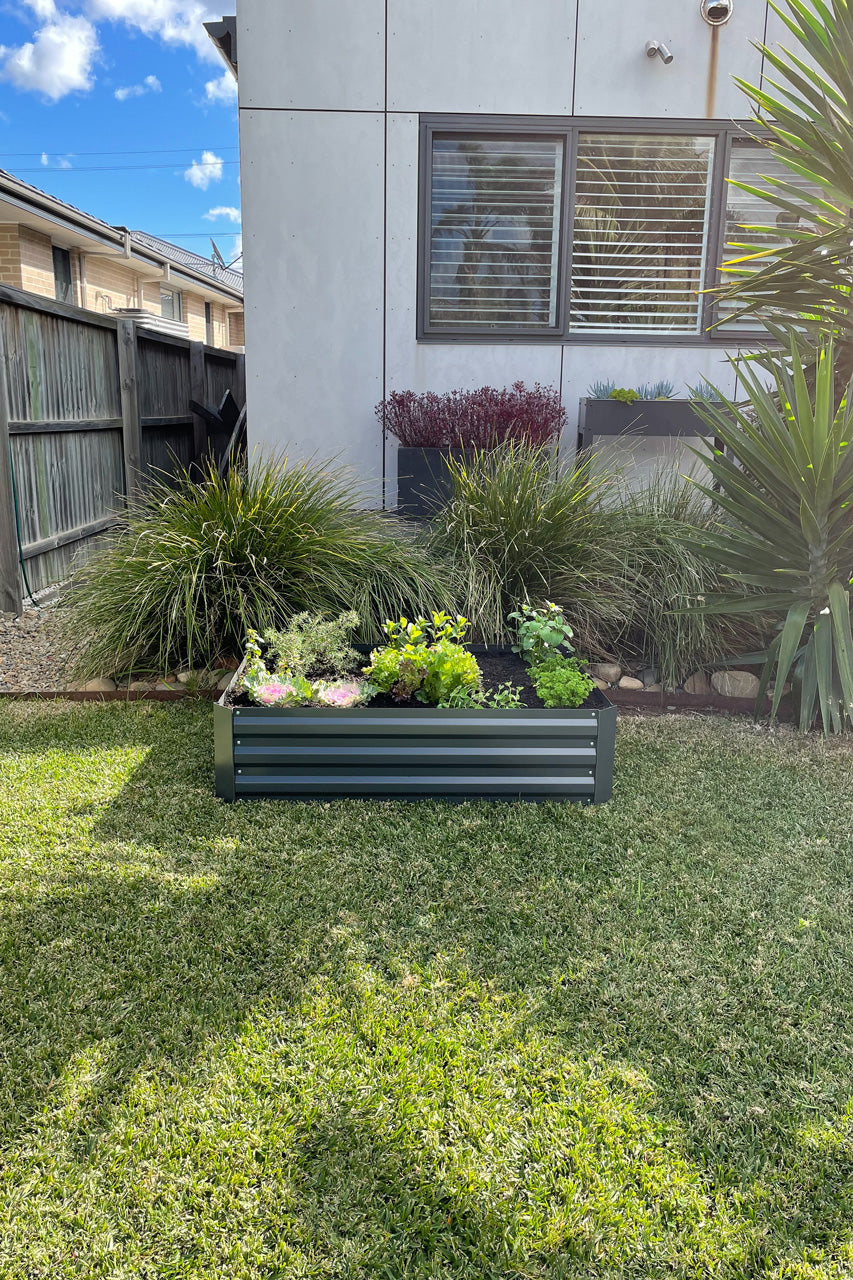 Greenlife Rectangular Raised Garden Bed 1200 x 900 x 300mm Charcoal