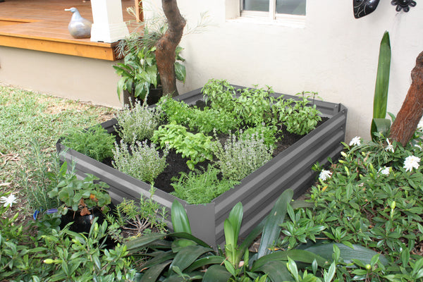 Greenlife Raised Garden Bed 1200 x 900 x 300 - Slate Grey + Drop Over Greenhouse