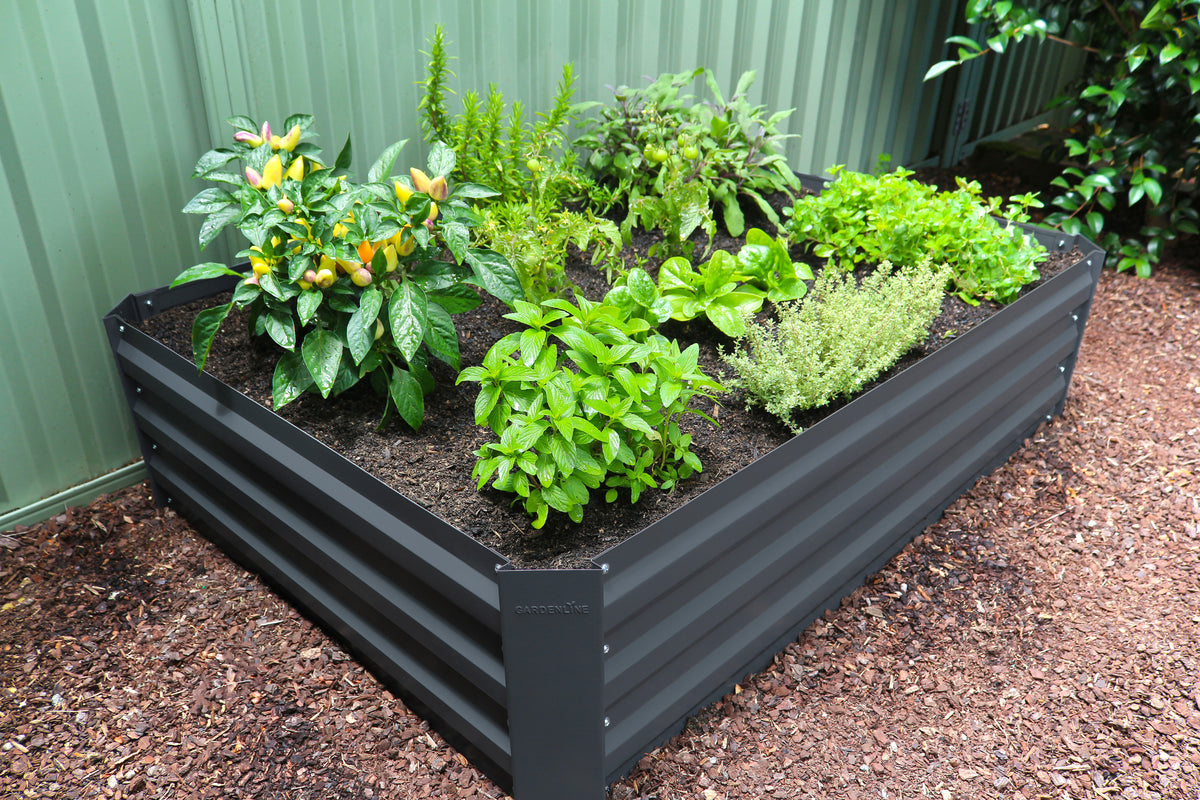 Greenlife Rectangular Raised Garden Bed 1200 x 900 x 300mm Charcoal