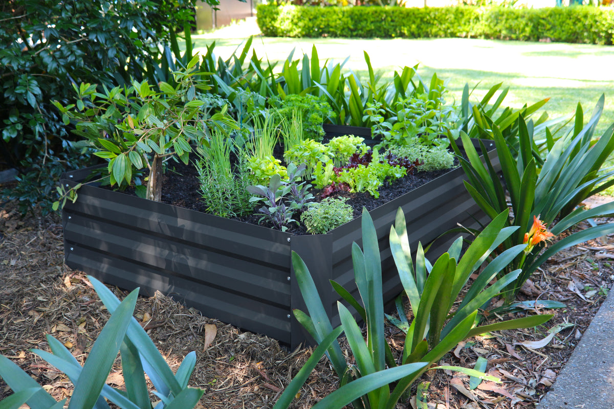 Greenlife Rectangular Raised Garden Bed 1200 x 900 x 300mm Charcoal