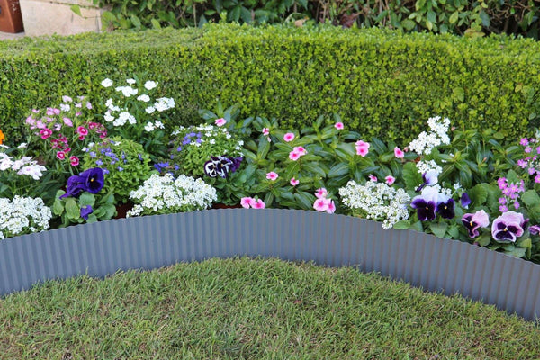 Greenlife Steel Metal Garden Edging - 6m x 150mm - Slate Grey