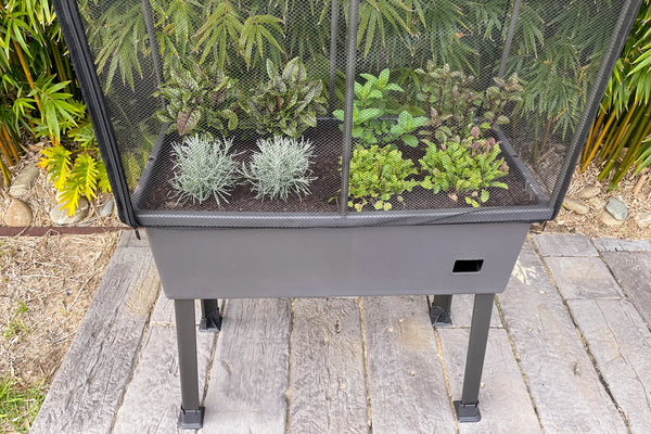Greenlife Self-Watering Mobile Planter Box with Greenhouse + Leg Kit Bundle