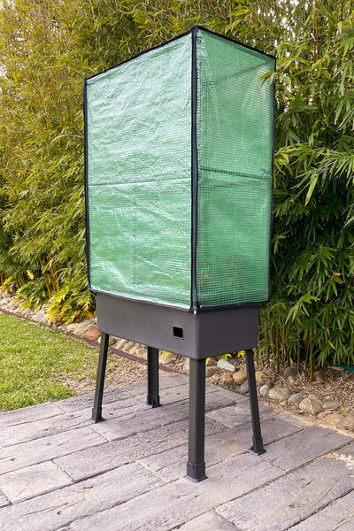 Greenlife Self-Watering Mobile Planter Box with Greenhouse + Leg Kit Bundle