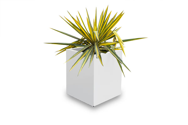 Greenlife Metal Designer Planter Box with Base 340 x 340 x 400mm Vibrant White