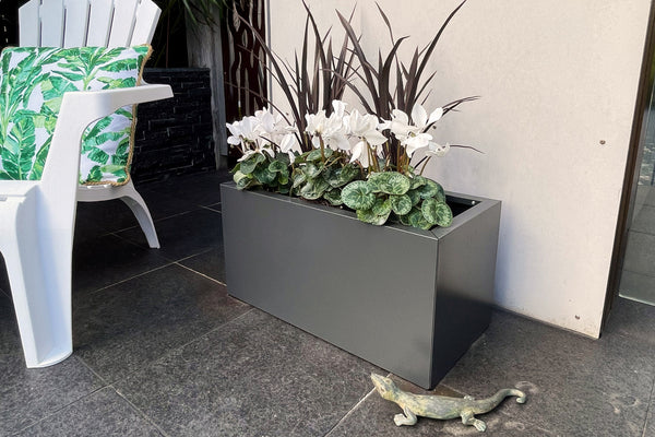 Greenlife Metal Designer Planter Box with Base 600 x 300 x 300mm Charcoal