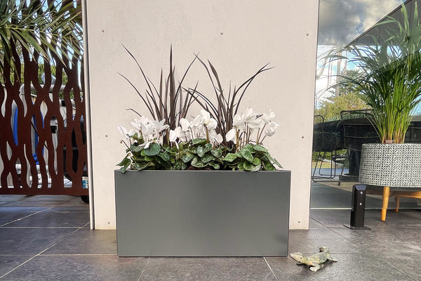 Greenlife Metal Designer Planter Box with Base 600 x 300 x 300mm Charcoal