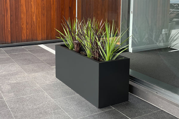 Greenlife Metal Designer Planter Box with Base 900 x 340 x 400mm Charcoal