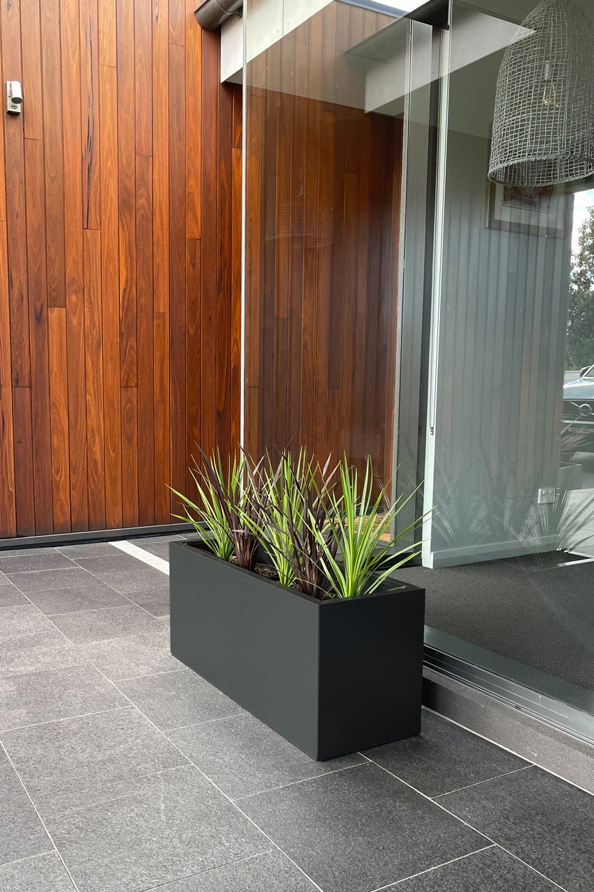 Greenlife Metal Designer Planter Box with Base 900 x 340 x 400mm Charcoal