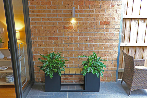 Greenlife Metal Designer Planter Boxes & Composite Seat - Charcoal