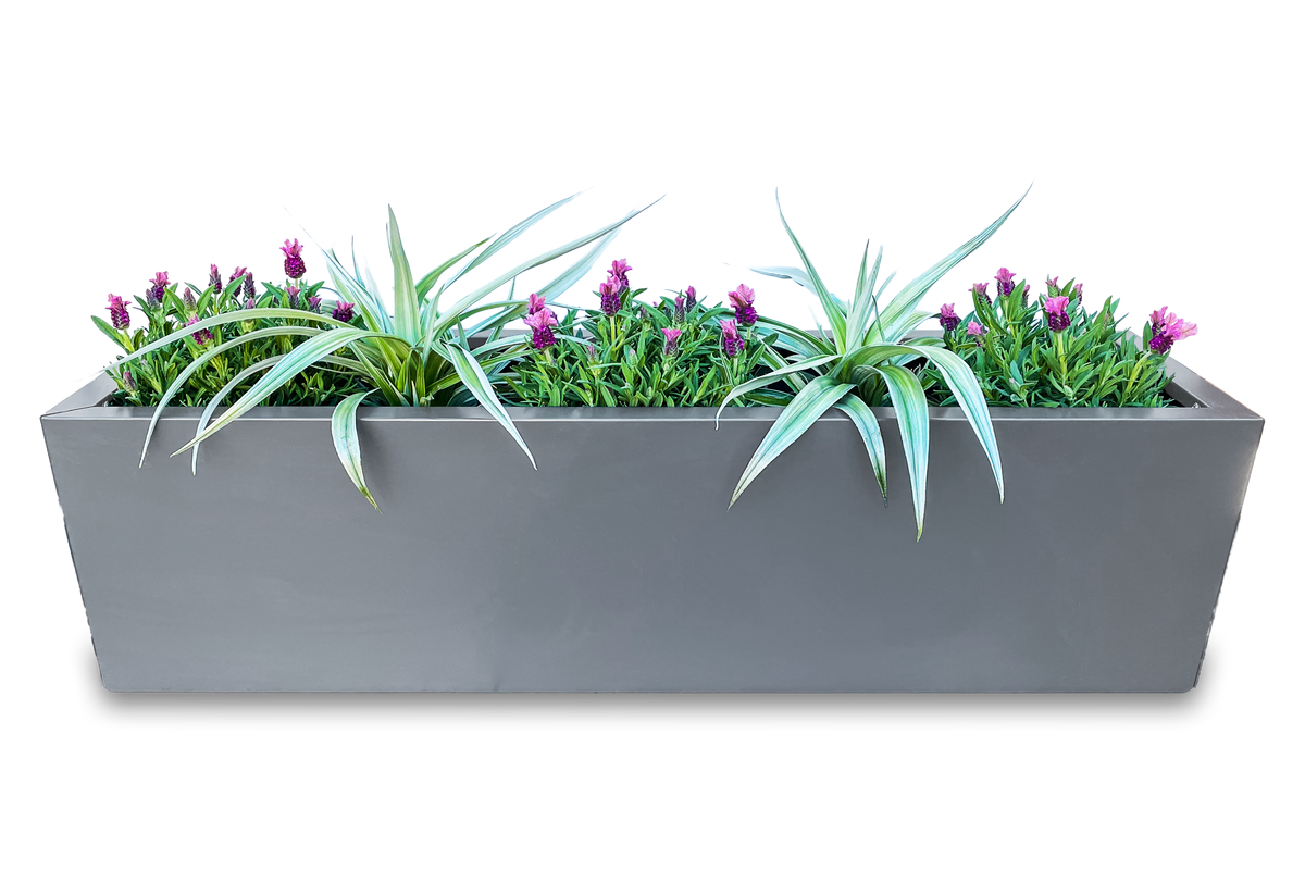 Greenlife Metal Designer Planter Box with Base 1200L x 300W x 300H Slate Grey
