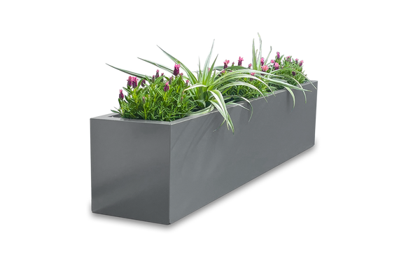 Greenlife Metal Designer Planter Box with Base 1200L x 300W x 300H Slate Grey
