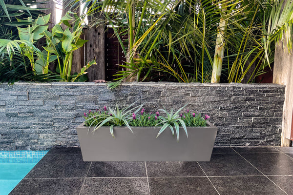 Greenlife Metal Designer Planter Box with Base 1200L x 300W x 300H Slate Grey