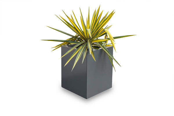 Greenlife Metal Designer Planter Box with Base 340 x 340 x 400mm Slate Grey