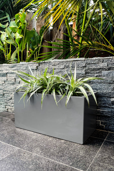 Greenlife Metal Designer Planter Box with Base 600 x 300 x 300mm Slate Grey