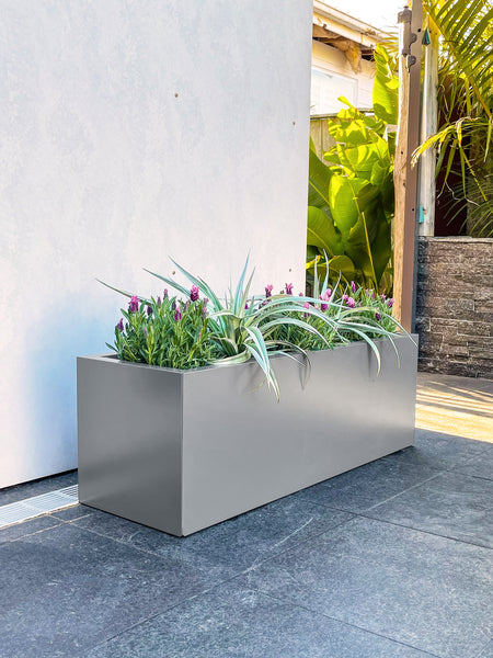 Greenlife Metal Designer Planter Box with Base 900 x 300 x 300mm Slate Grey