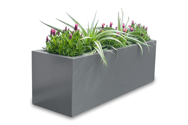 Greenlife Metal Designer Planter Box with Base 900 x 300 x 300mm Slate Grey