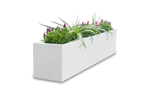 Greenlife Metal Designer Planter Box with Base 1200L x 300W x 300H Vibrant White