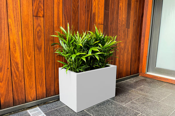 Greenlife Metal Designer Planter Box with Base 600 x 340 x 400mm Vibrant White
