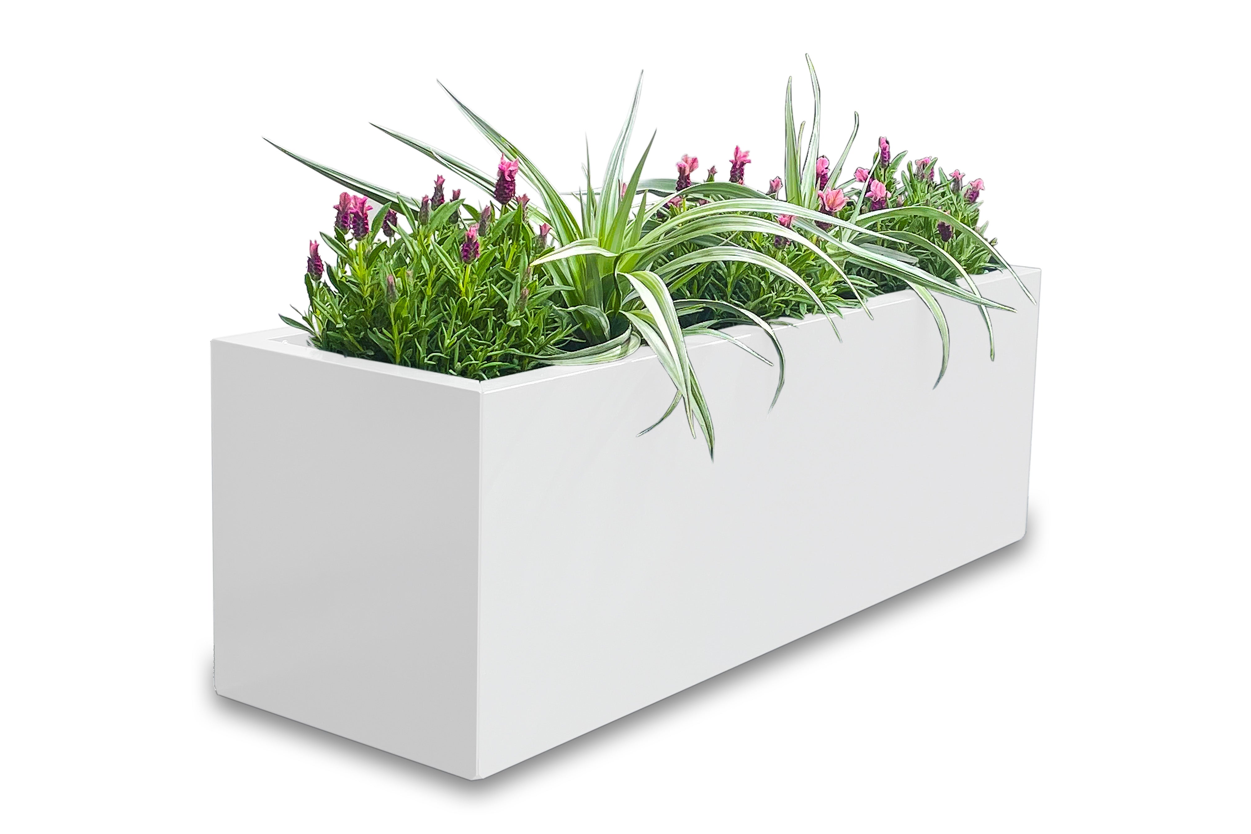 white rectangular planter pots Greenlife Metal Designer Planter Box with Base 900 x 300 x 300mm Vibra