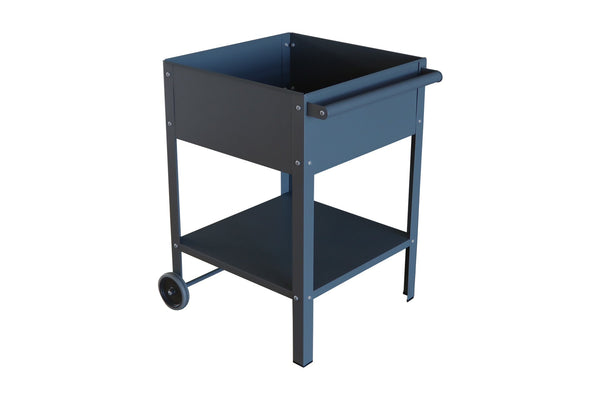 Greenlife Sturdy Mobile Raised Garden Planter Trolley - 550 x 550 x 800mm - Charcoal