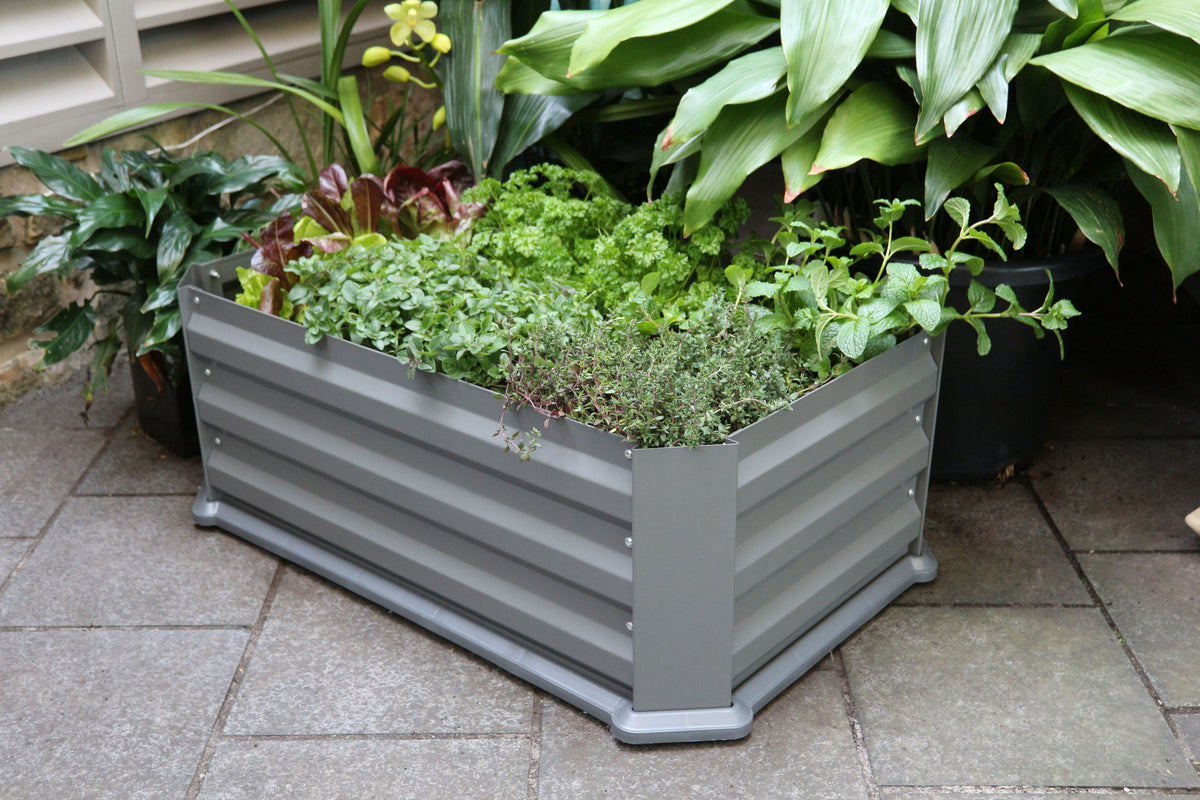 Greenlife Patio Garden Bed with Base Slate Grey + Drop Over Greenhouse 880 x 580 x 820