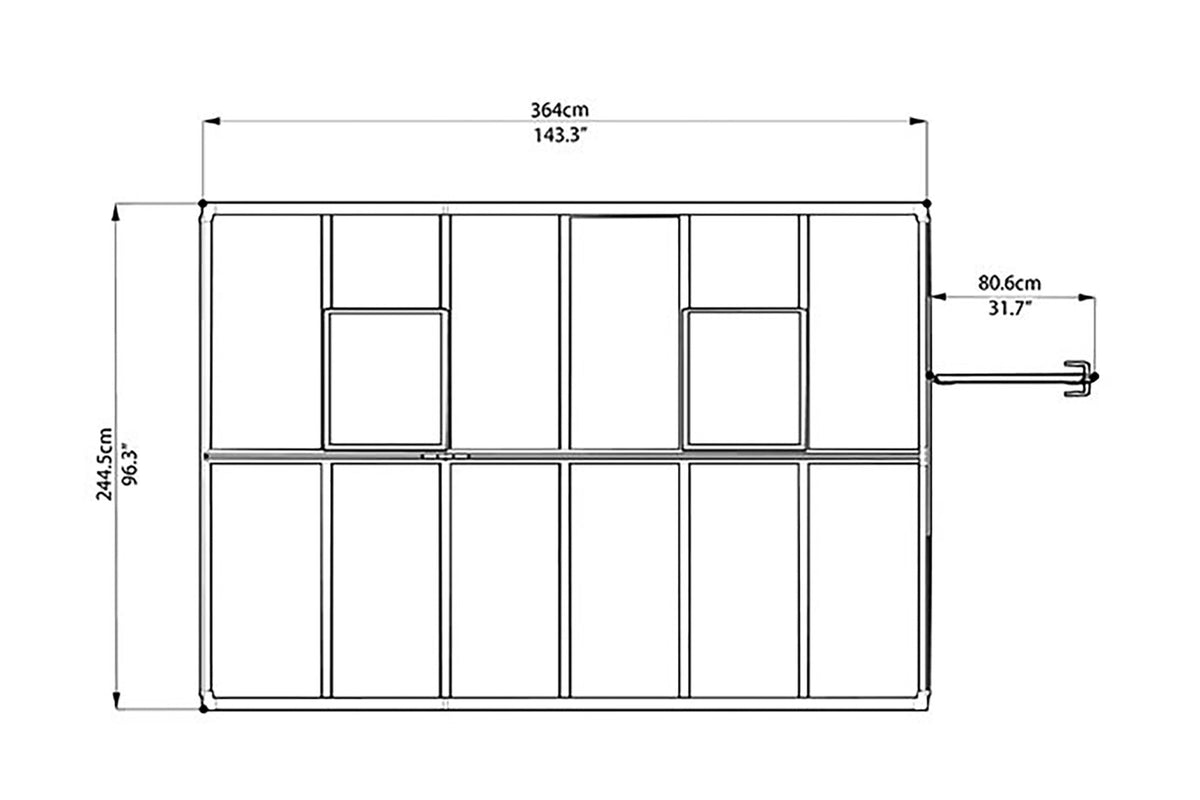 Maze Glory Polycarbonate Greenhouse 8' x 12' Grey (2.5m x 3.7m)