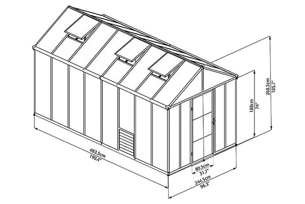 Maze Glory Premium Polycarbonate Greenhouse 8' x 16'