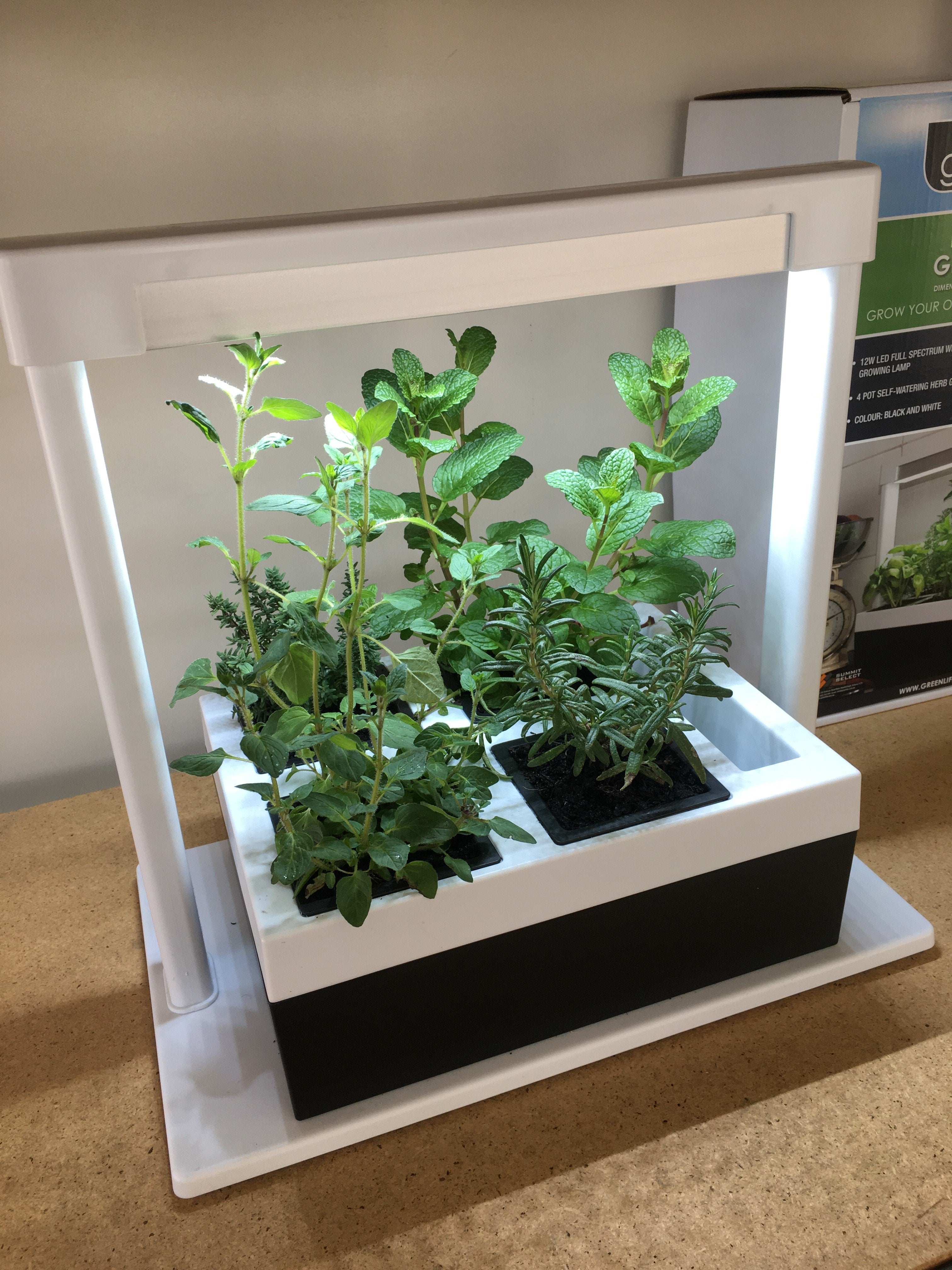 plant pot with grow light Greenlife LED Grow Light Herb Lamp Kit with 4 Pot Growing Planter