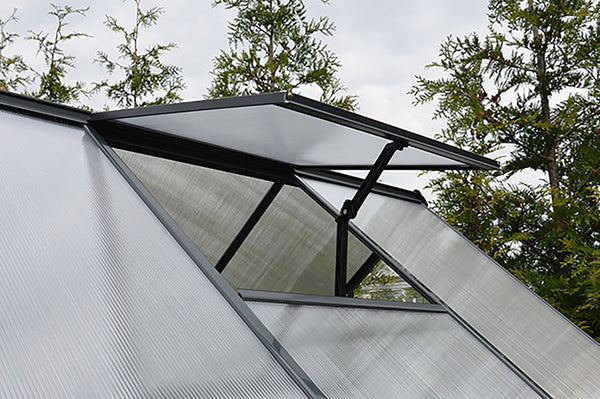 Maze Hybrid Premium Polycarbonate Greenhouse 6' x 10' - Grey Powdercoat