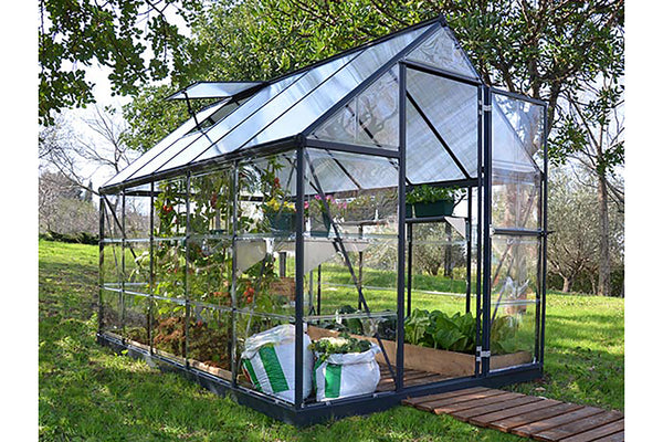 Maze Hybrid Premium Polycarbonate Greenhouse 6' x 10' - Grey Powdercoat