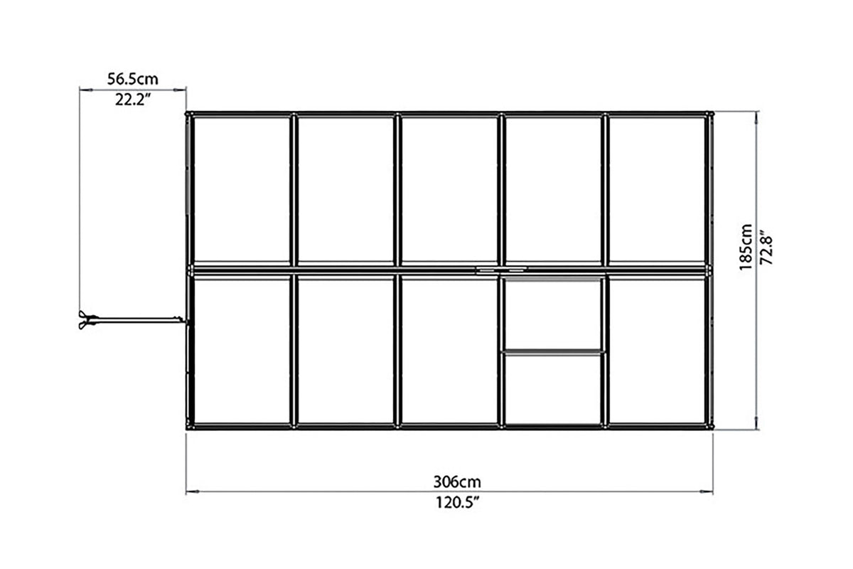 Maze Hybrid Polycarbonate Greenhouse 6' x 10' Grey (1.9m x 3.1m)