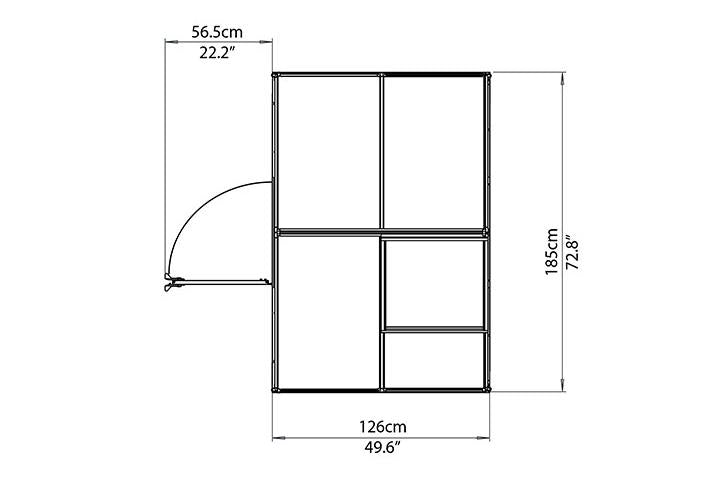 Maze Hybrid Polycarbonate Greenhouse 6' x 4' Grey (1.9m x 1.3m)