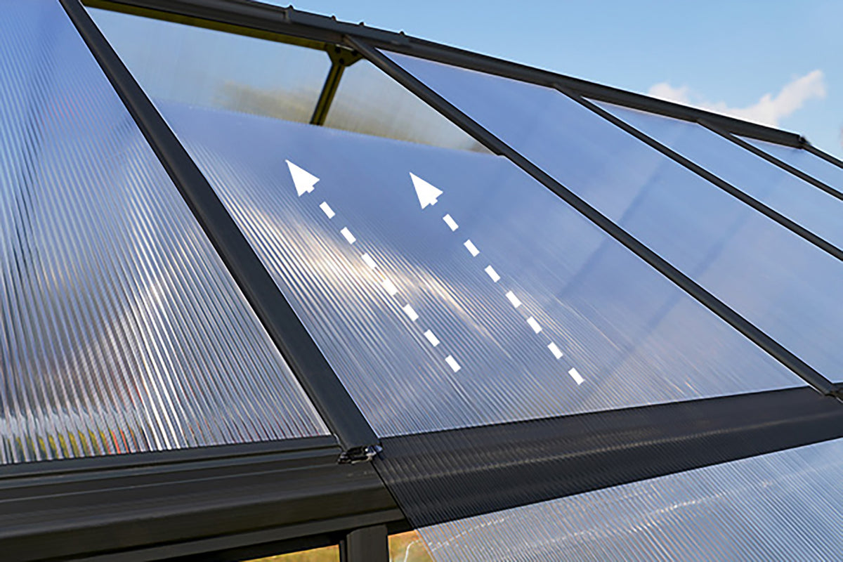 Maze Hybrid Polycarbonate Greenhouse 6' x 8' Grey (1.9m x 2.5m)